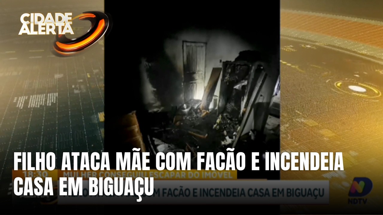 Homem ataca a própria mãe com facão e depois incendeia casa em Biguaçu