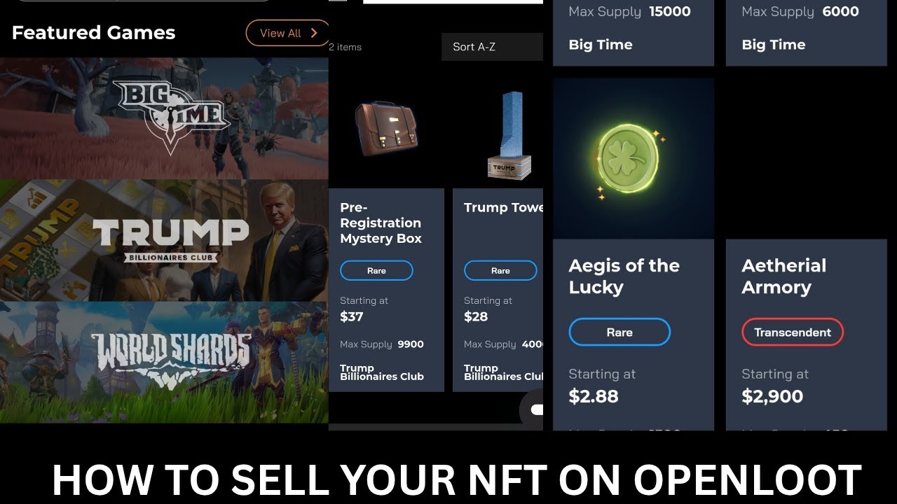How to sell your NFT on Trump Billionaires openloot, step by step guide
