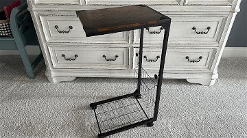 Adjustable Height C Shaped Side Table with Wheels