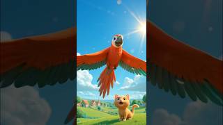 🤯A big parrot enter the village | true story of the parrot and cat 😲 #ai #cat  #parrot #boy