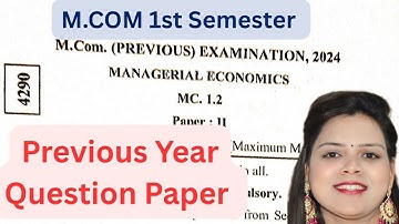 Managerial Economics M.Com 1st Semester Previous Year Question Papers | DDU Gorakhpur University PYQ