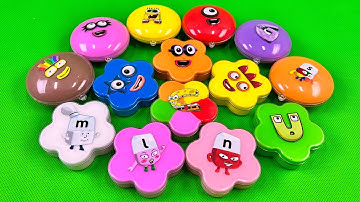 Mixing CLAY with Numberblocks in Flower, Cake Shapes Coloring! ASMR