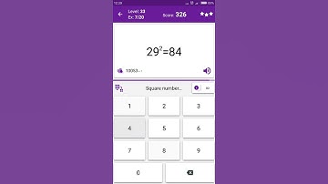 Math Tricks - Training mode - square numbers between 20 and 29 - level 033 (Number Keyboard)