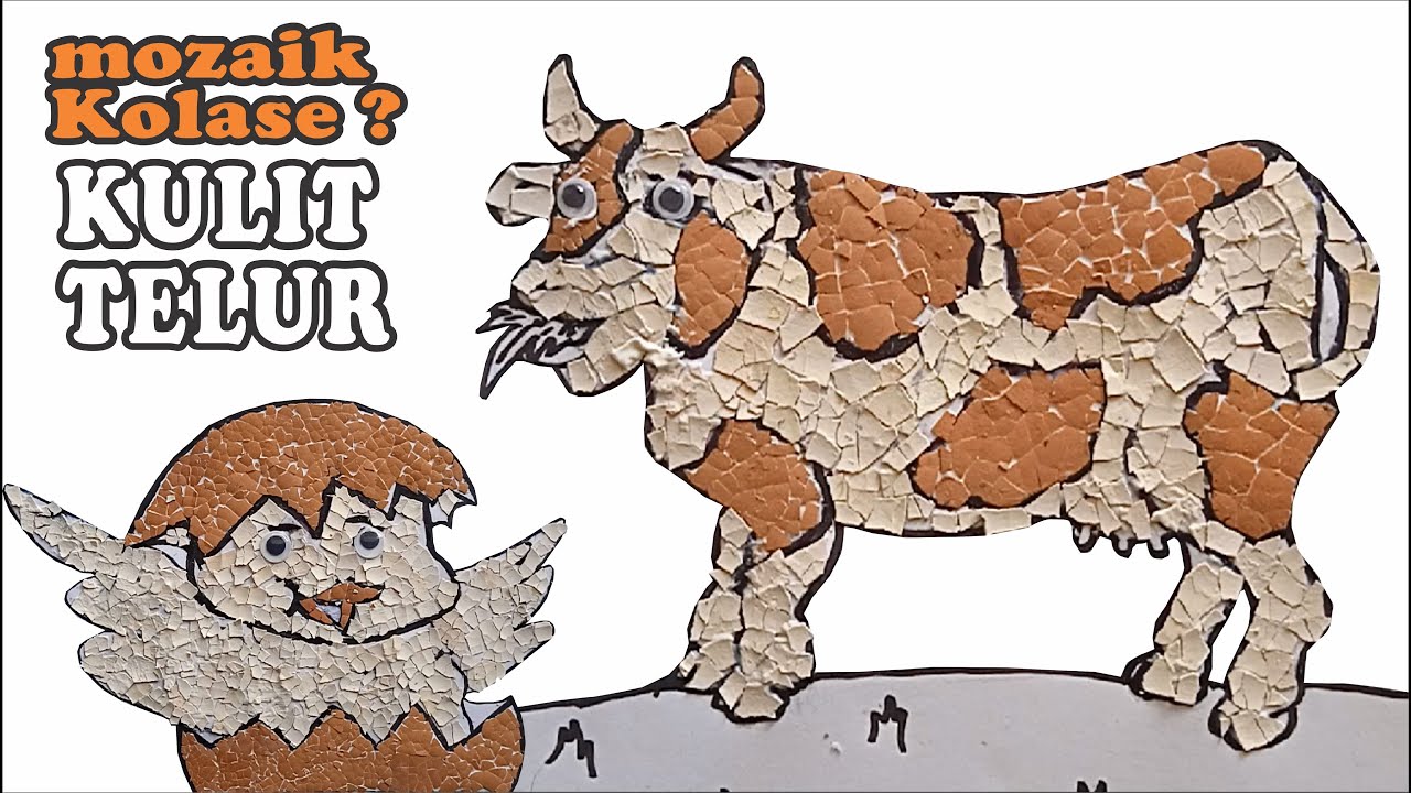 mozaik sapi dan ayam dari kulit telur - cows USING EGG SKIN | EGG ...