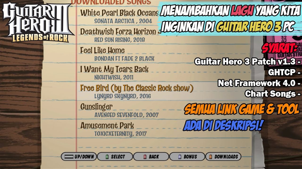 Cara Menambahkan Musik/Chart Ke Guitar Hero 3 Legend Of Rock PC - YouTube