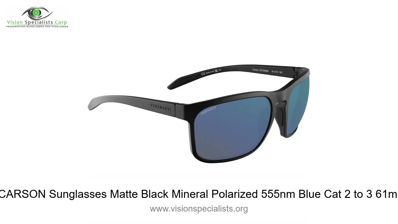 Serengeti CARSON Sunglasses Matte Black Mineral Polarized 555nm Blue Cat 2 to 3 61mm   0 0 6 3