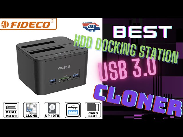 Docking Station, FIDECO Station d'accueil pour 2 Disques Durs SATA USB 3.0  Fonction Clonage Disque Dur 2,5 Pouces et 3,5 Pouces HDD SSD SATA :  : Informatique