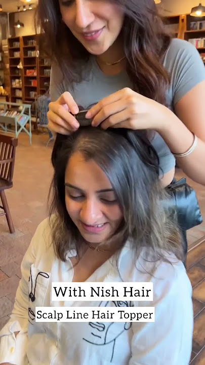 Cover Scalp Line Widening with- Nish Hair 1.5x5inch Silk Base Hair Topper | 100% Human Hair