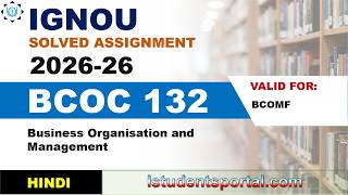 IGNOU BCOC 132 Solved Assignment 2026-26 | Hindi Medium | Download PDF | IGNOU Students Portal