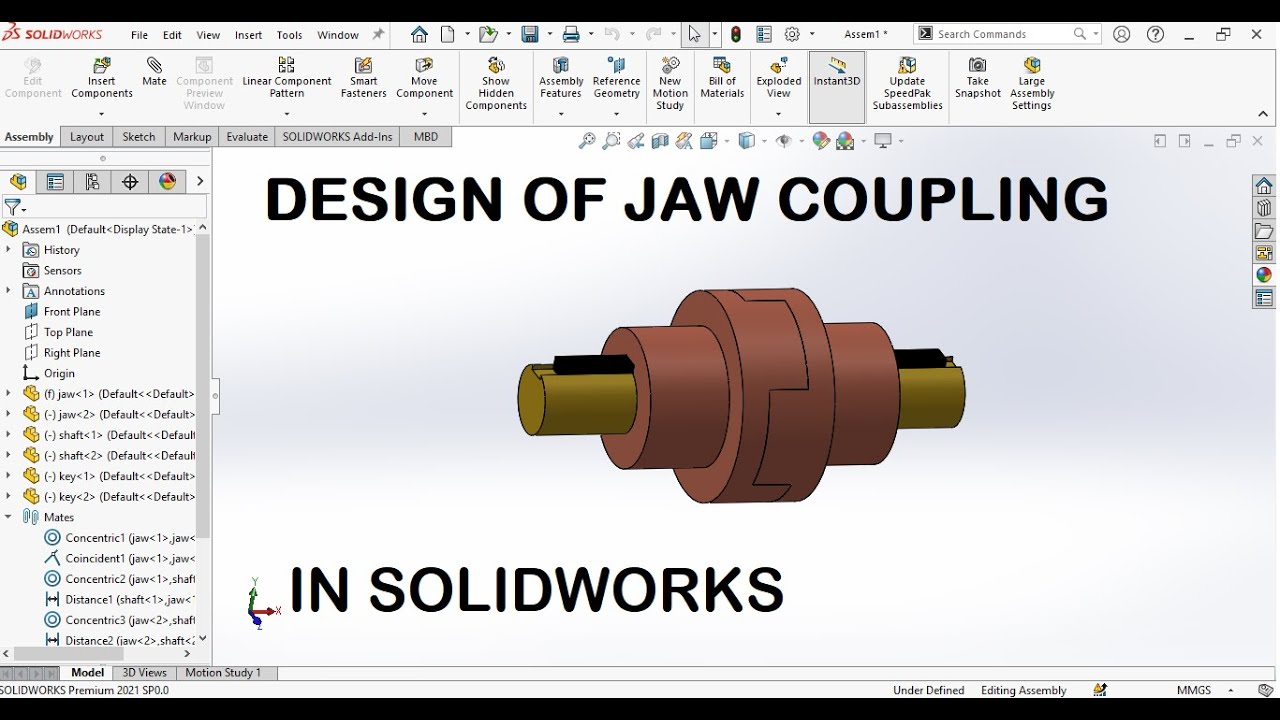 Jaw Coupling in Solidworks | Parts and Assembly | - YouTube