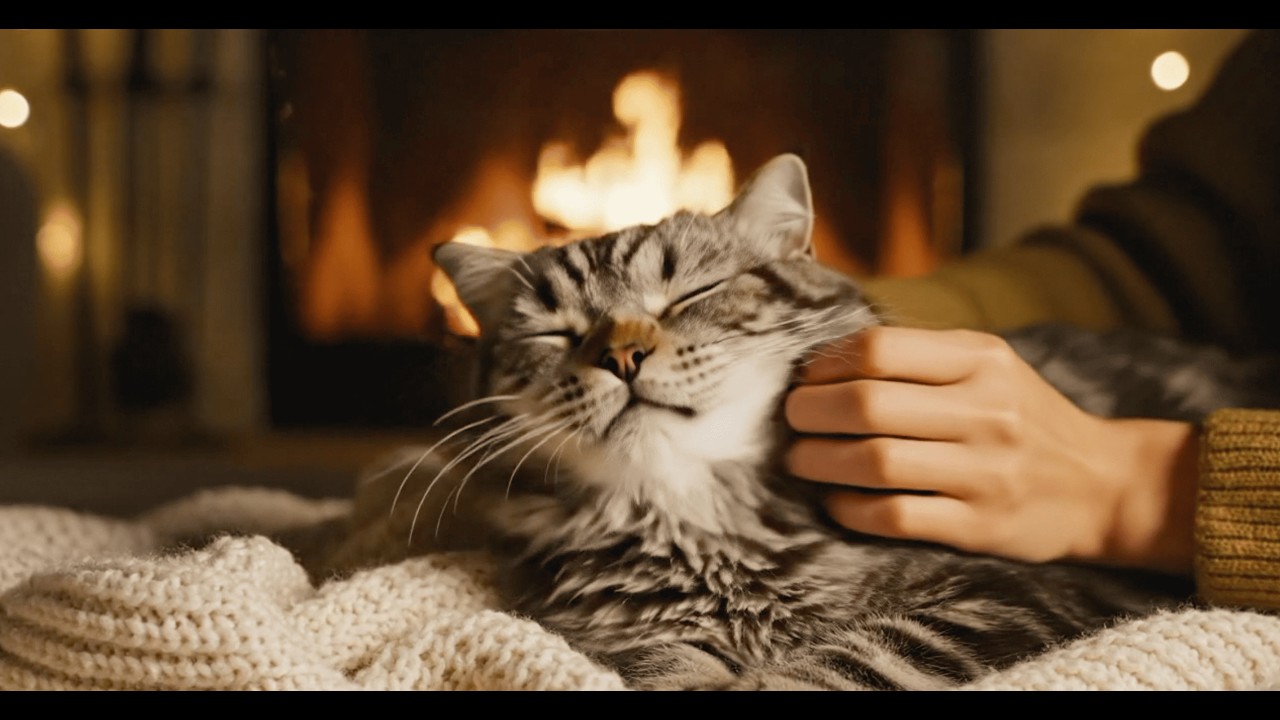 【ASMR/広告無し/Ad-Free】猫＋暖炉｜深い眠り・作業集中Sleep