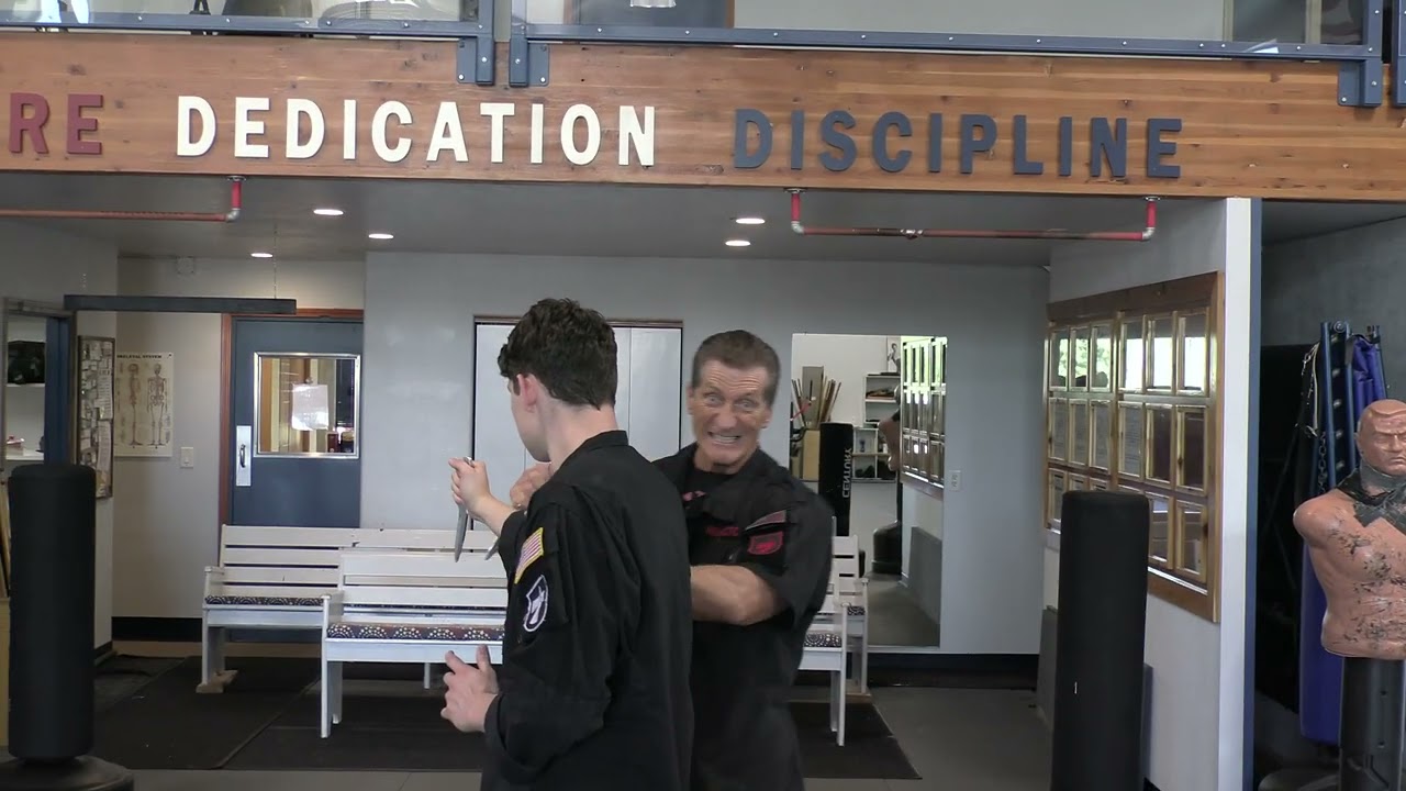 Knife Overhead Stab Attack - Reverse Grip Rising Block