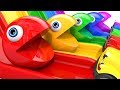 Learn colors with pacman vs schoolbus and farm magic slide and surprise toy street vehicle for kid