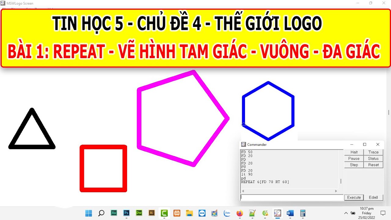 TIN HỌC 5 - LOGO RÙA LỆNH REPEAT - VẼ HÌNH TAM GIÁC, HÌNH VUÔNG ...