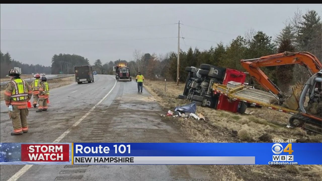 Dozens Of Crashes Reported On Icy New Hampshire Roads - YouTube