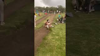 Two Riders Lose Control, Tumble on Dirt Slide