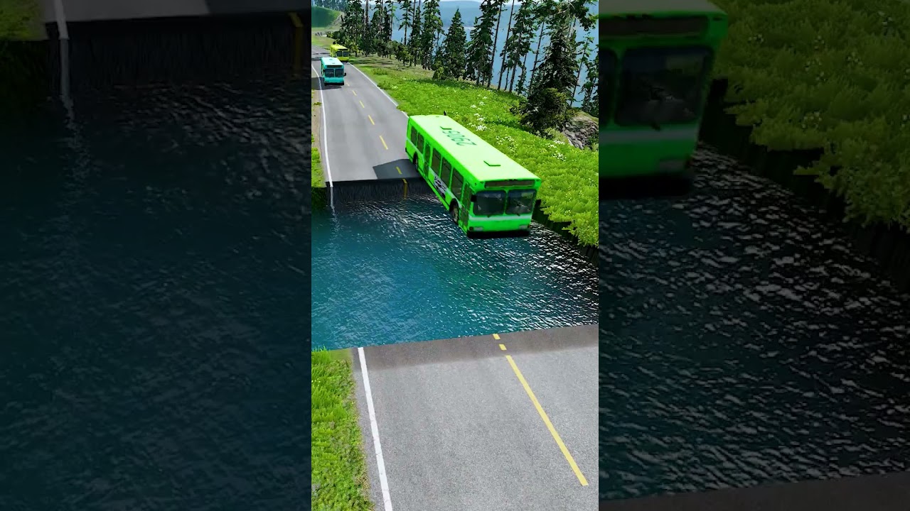 Bus vs water pit 
