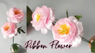 How to make ribbon flower peony easy/ cara membuat bunga pita satin yang mudah