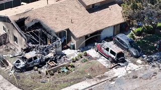 Drone video shows damage in a San Diego neighborhood after deadly plane crash
