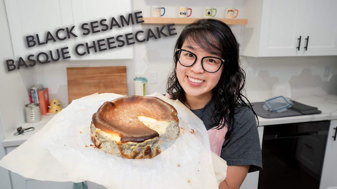 Making BLACK SESAME BASQUE CHEESECAKE (BEST CHEESECAKE EVER!)