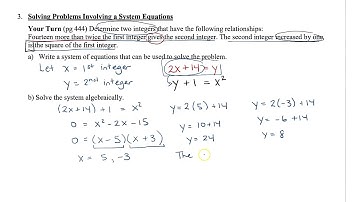 Math 11 - Sec 8.2 Solving Problems Involving Systems of Equations