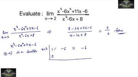 limit x^3-6x^2.. by factorization method synthetic division method and L hospital method for 0 by 0