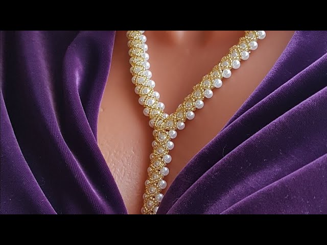 Beaded necklace/Pearl necklace/Жемчужное ожерелье/Жемчужное колье/Колье из бусин/Колье из бисера