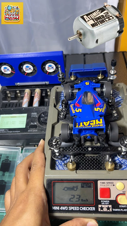 Test kecepatan tamiya dinamo atomic tuned chassis super 2 side damper class #tamiya #balap #hobi