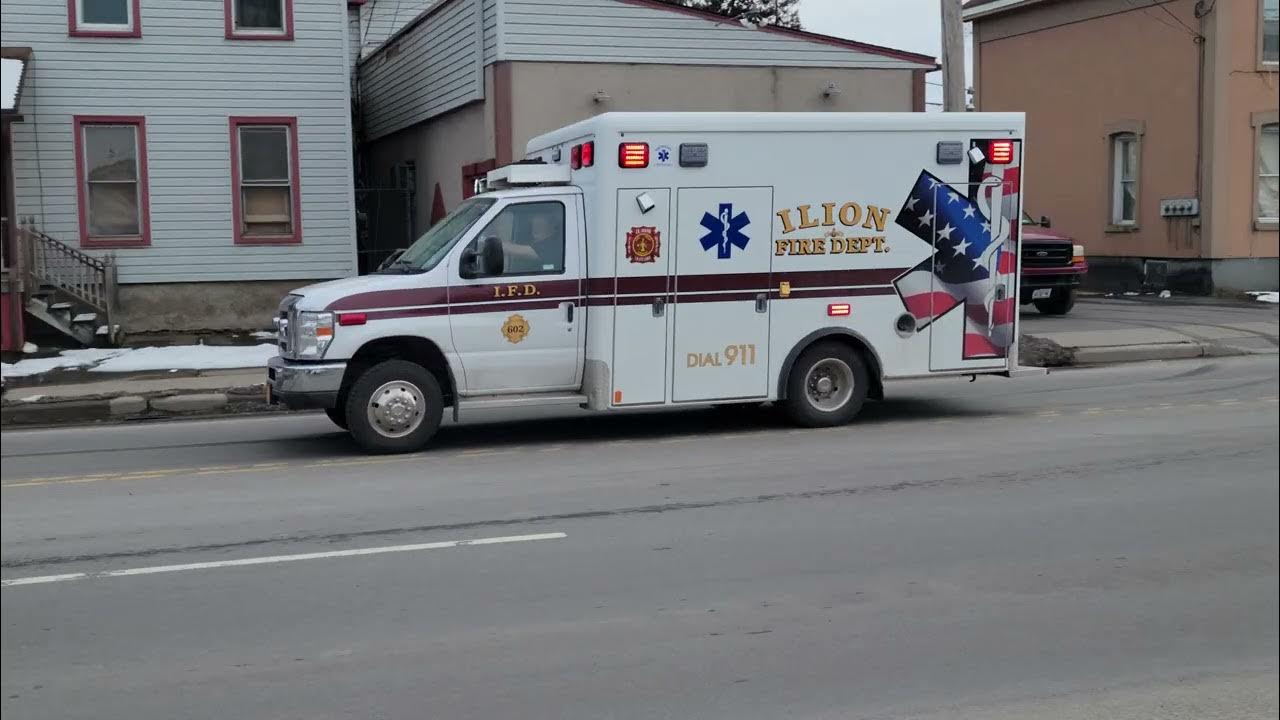Ilion fire department ambulance 602 responding lights and sirens 31223 YouTube