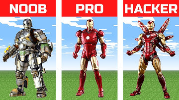 Minecraft NOOB VS PRO VS HACKER: Iron Man Pixel Art