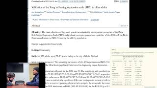 Zung Self Rating Depression Scale