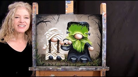 How to Draw and Paint Halloween TRICK OR TREAT GNOMES - Paint and Sip at Home - Fun Acrylic Lesson