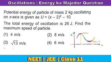 Potential energy of particle of mass 2 kg oscillating on x-axis is given as U = (x - 2) ^ 2 - 10The