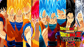 Goku SSJ,SSJ2,SSJ3,SSJ4,SSJ5,SSJGOD,SSJBLUE,SSJ2Blue and SSJ3Blue - DBZ Budokai Tenkaichi 3