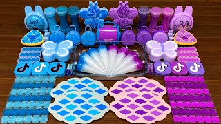 BLUE vs PURPLE  Mixing random into PIPING BAGS SLIME  Satisfying Slime 584