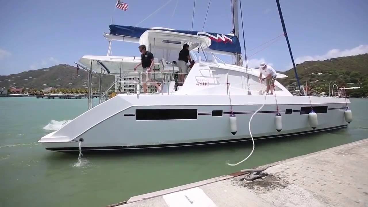 docking a catamaran sailboat
