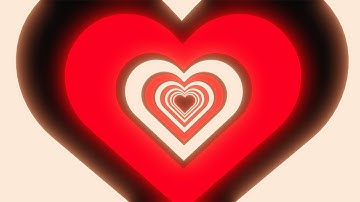 Neon light red heart-shaped tunnel on black background. Video Loop | 10 minutes