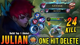 Auto SAVAGE!! 24 Kills Julian with Hybrid Build (ONE HIT DELETE) - Build Top 1 Global Julian ~ MLBB