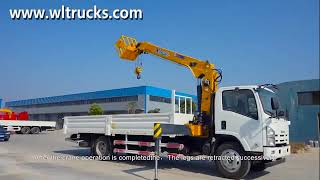Isuzu straight boom truck crane operation video