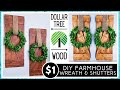 DOLLAR TREE DIY SHUTTERS | 2 STYLES | Cozy Farmhouse Home Decor | Easy Wreath &amp; Real Wood Tutorial!