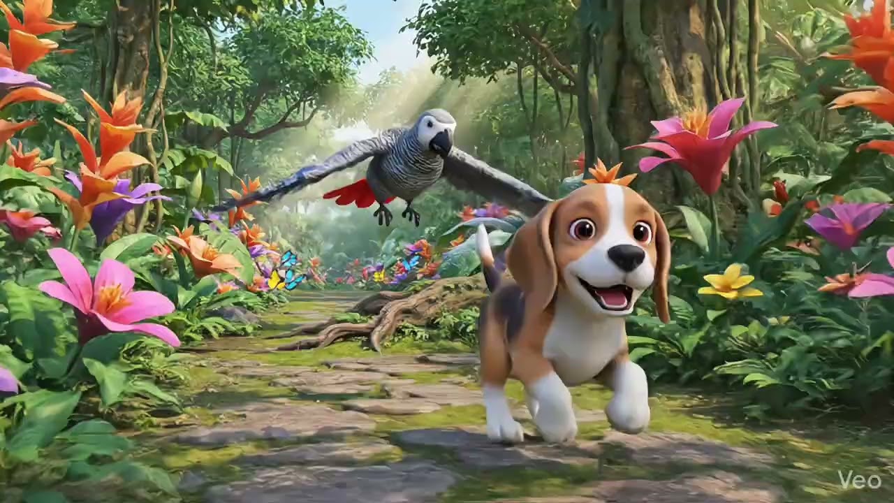 The dog play with parrot in forest and enjoy and please full watch or subscribe