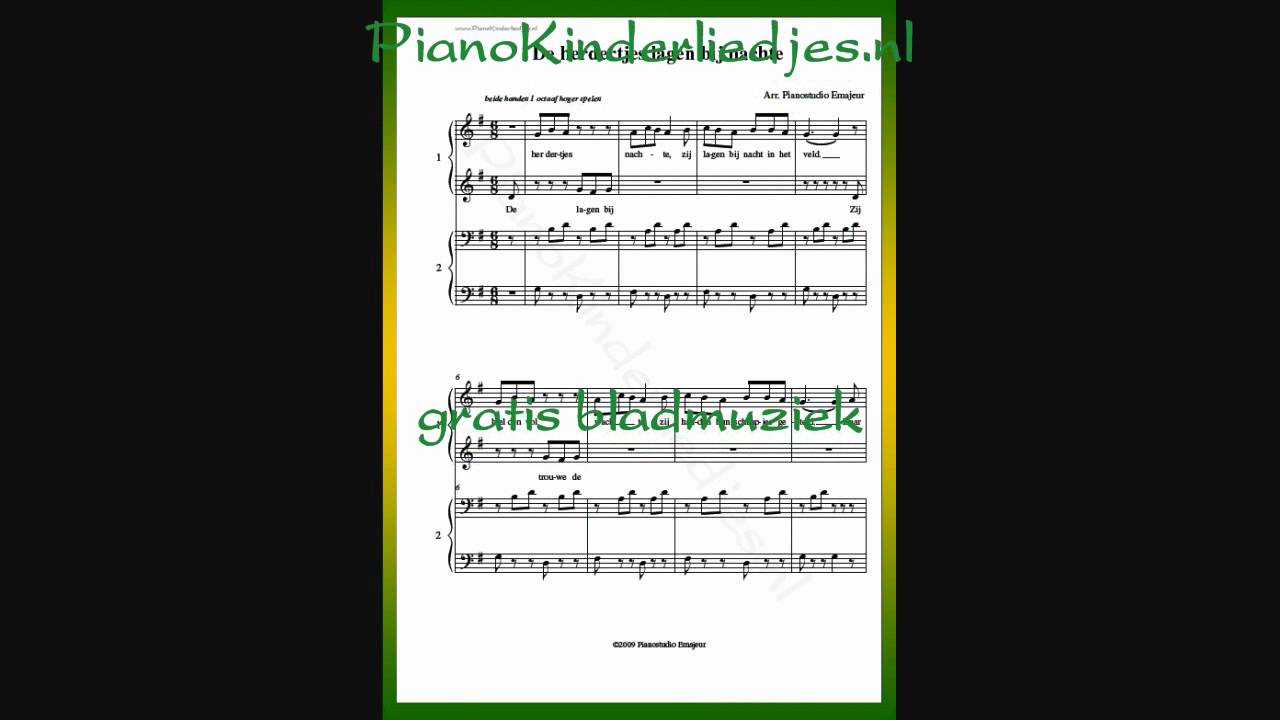 Pianokinderliedjes | De herdertjes lagen bij nachte | bladmuziek met teksten Pianokinderliedjes | De Herdertjes Lagen Bij Nachte | Bladmuziek Met Teksten
