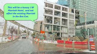 J W Marriott Hotel Construction February 2026 Update. Topped Off, Glass Added. Detroit River Frozen
