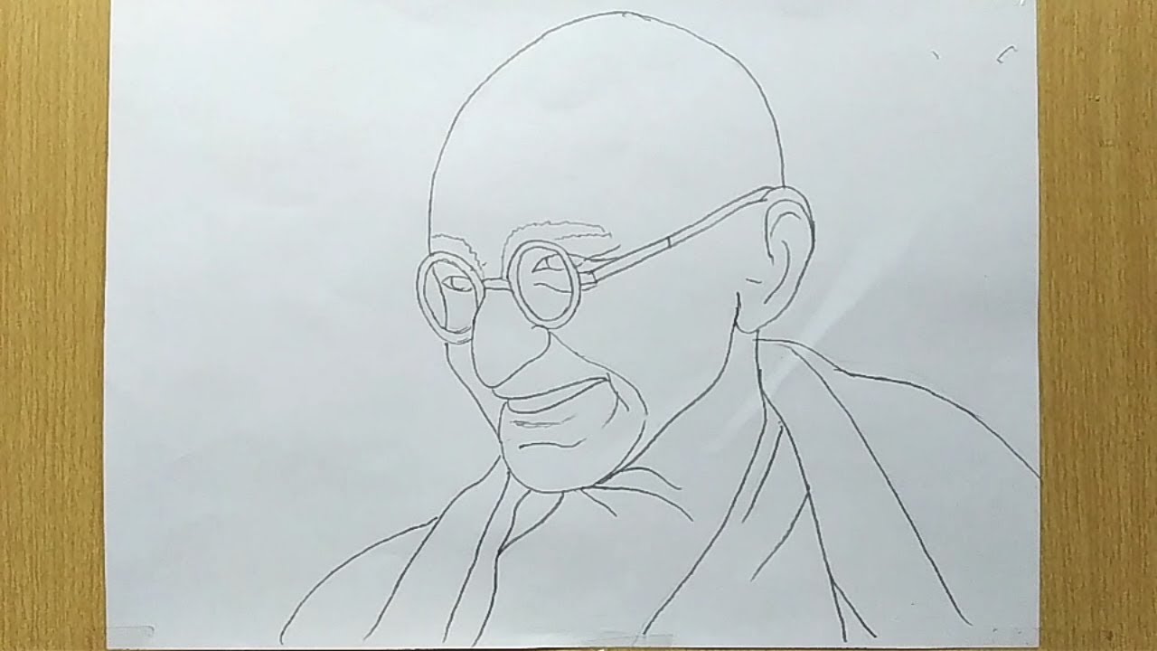 How to Draw Mahatma Gandhi Drawing / Step by step - YouTube