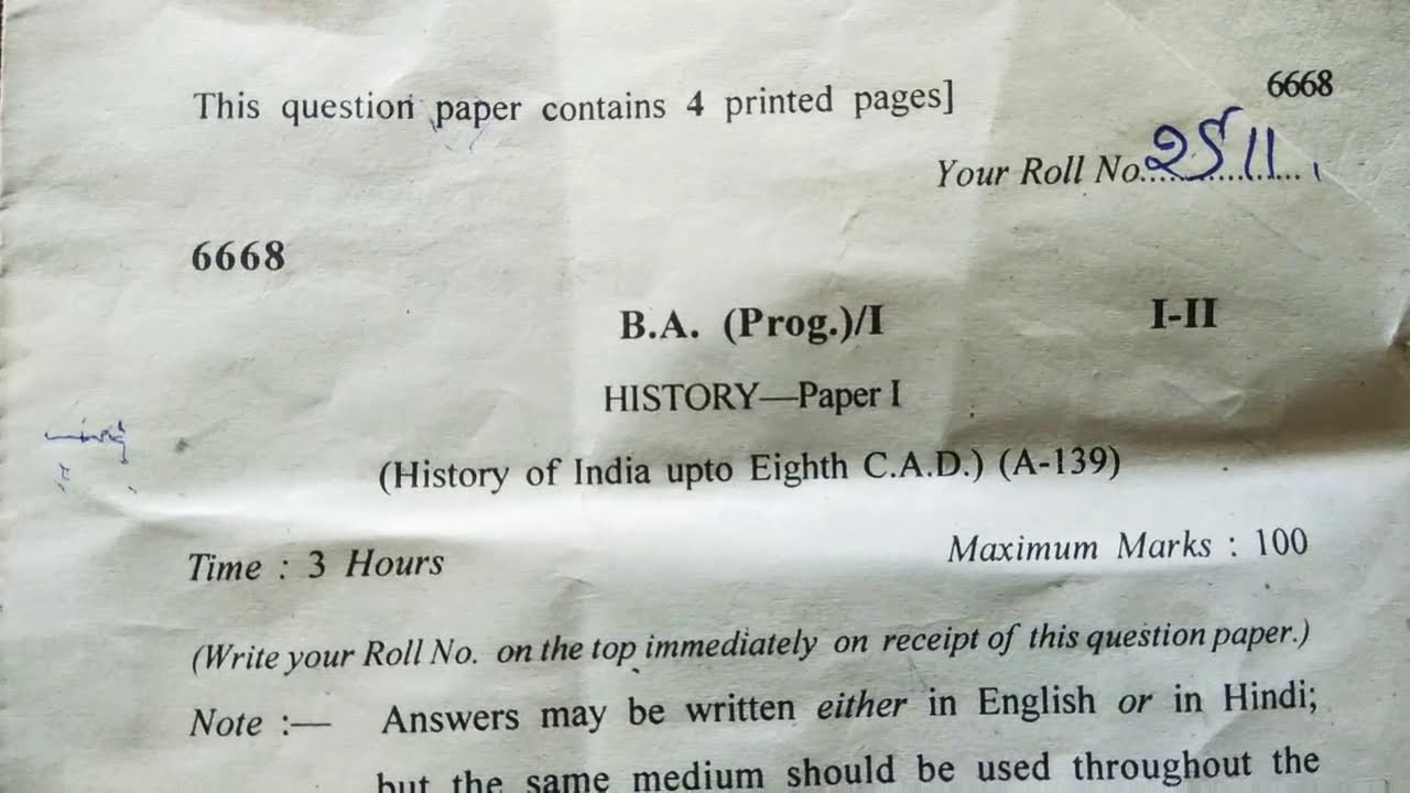 ba 1st year assignment history