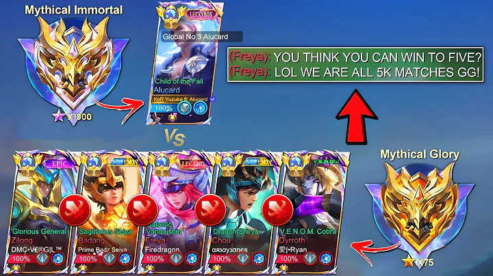 1 Mythical Immortal Vs 5 Mythical Glory (1,000 Star Vs 5 Global Fighter Mains) - Who Win?! 😱🔥