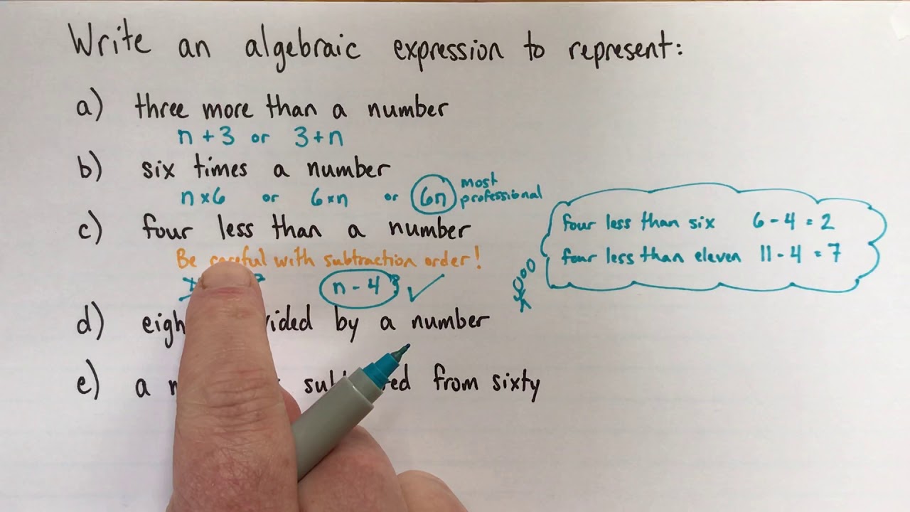 how-to-use-algebraic-expressions-to-represent-sentences-youtube