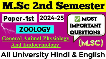 Msc 2nd Semester Zoology (Paper-1st) Most Important Questions Hindi & English All University 2024-25