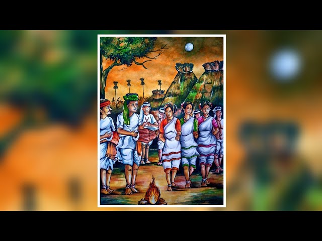 warli painting-celebrating festival with traditional tarpa folk dance