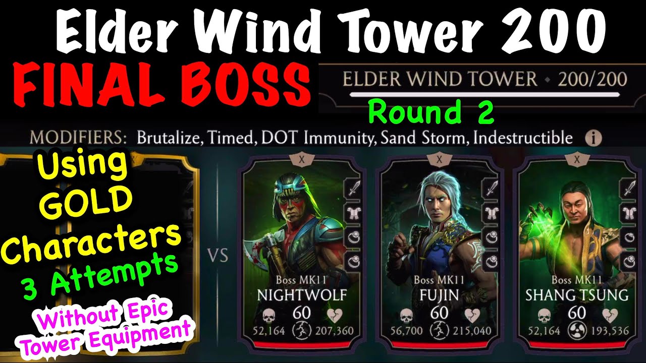 Mk Mobile Elder Wind Tower Final Boss Battle 200 Using Gold (Round 2) -  Youtube